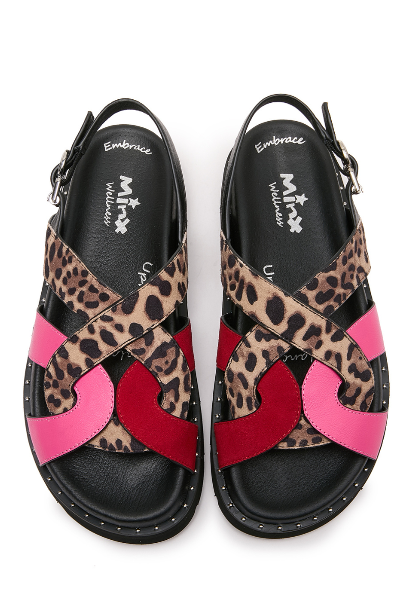 Minx | Infinity Sandal | Red/Pink/Leopard