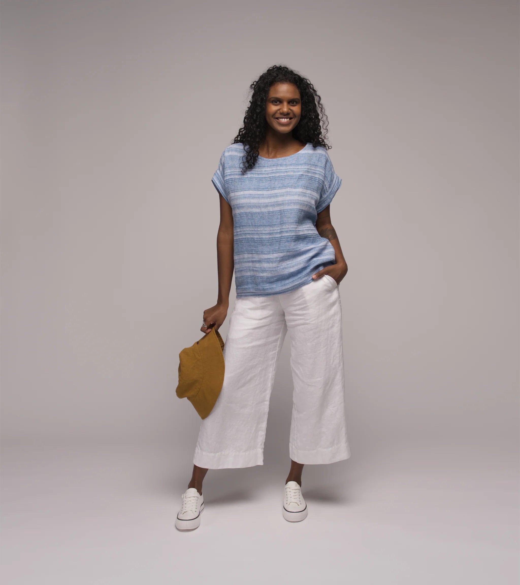 Muse - Alira Linen Twill Pant -White