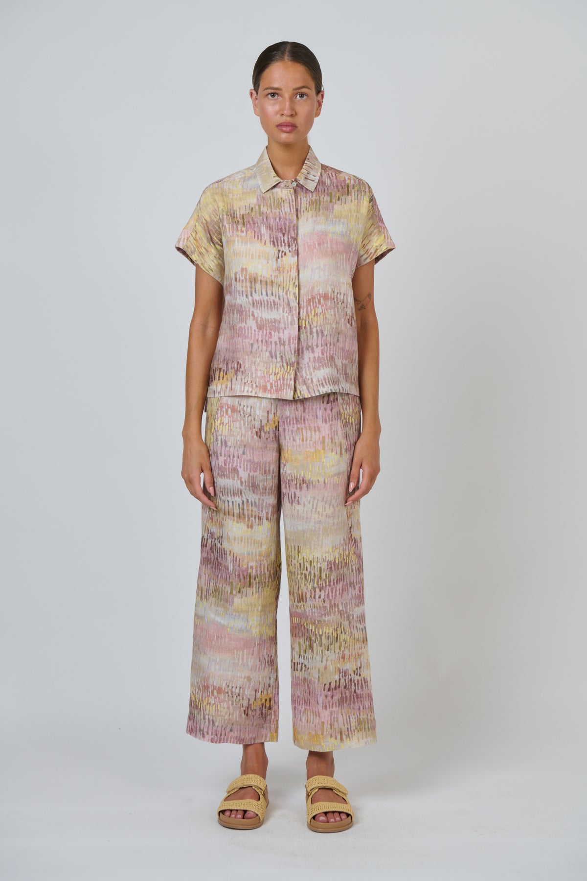 Naturals | Linen Button Through Collar Top | Jardin