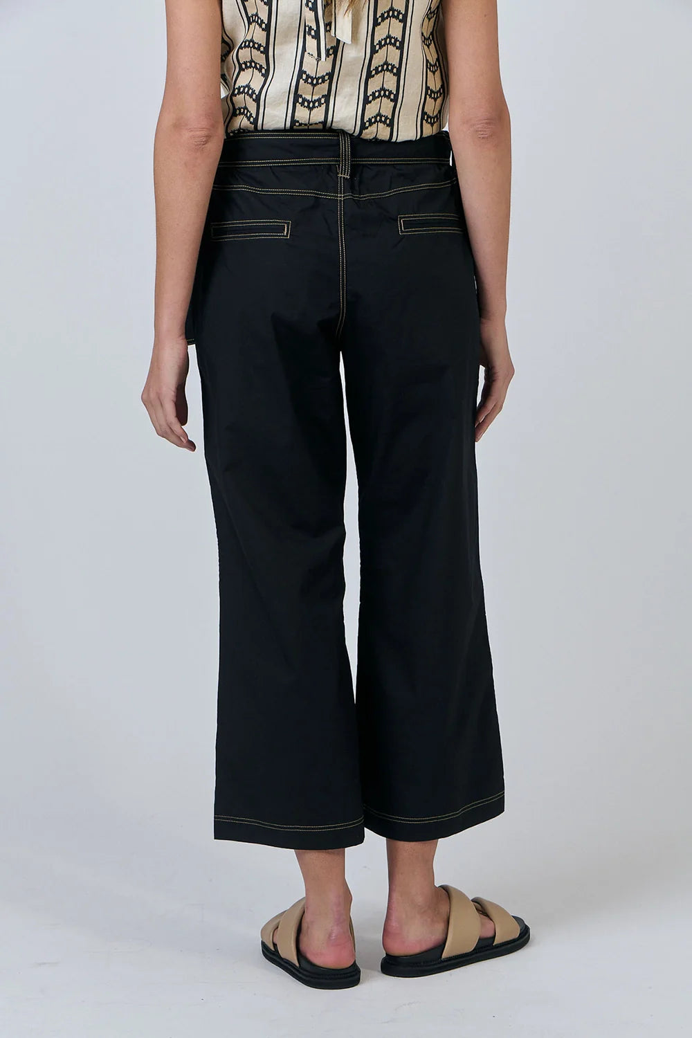 Naturals | Pants with Belt | Black with Natural Stitching