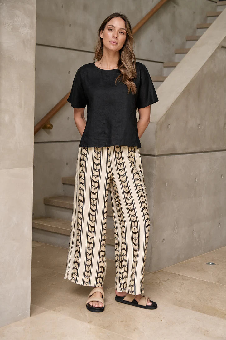 Naturals | Elastic Waist Pants with Side Pocket | Chevron