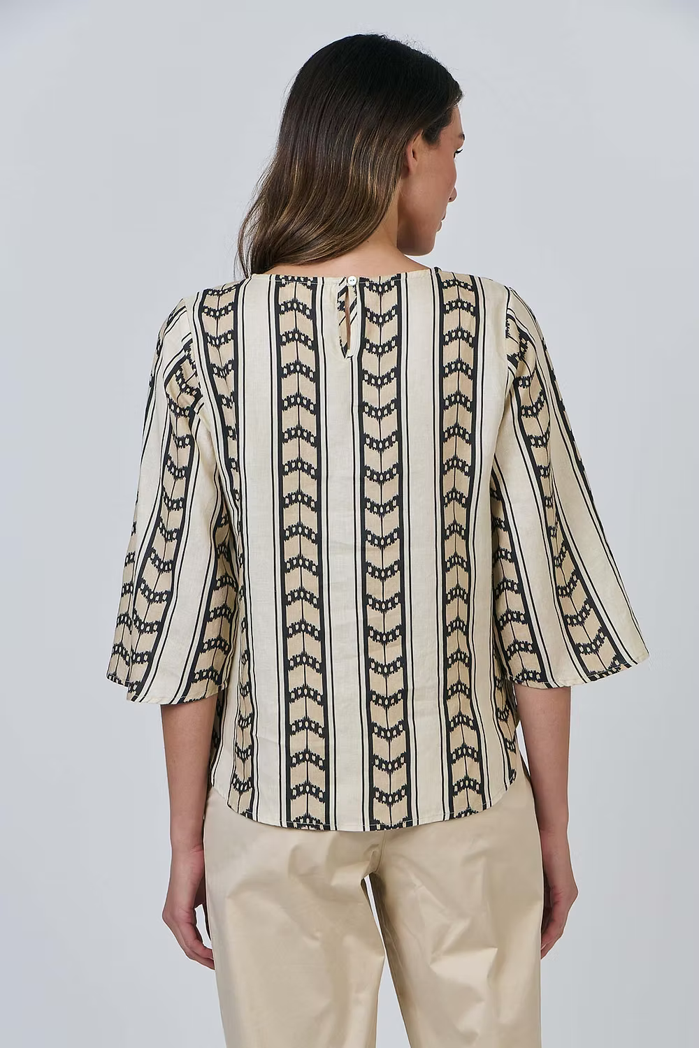 Naturals | Linen Top with Sleeve | Chevron