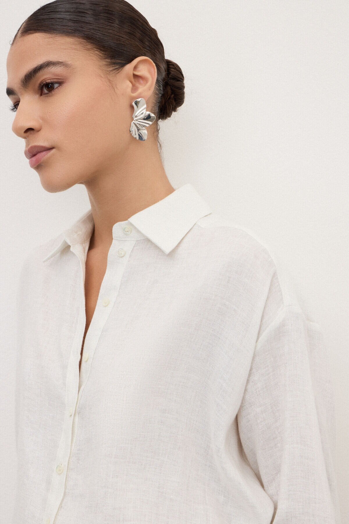 Ottod'Ame | Linen Shirt | White With Silver Lurex Thread