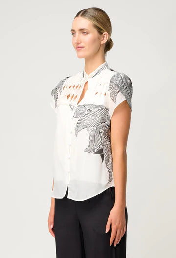 Once Was I Dalia Diamond Smock Yoke Shirt I Ivory Casablanca