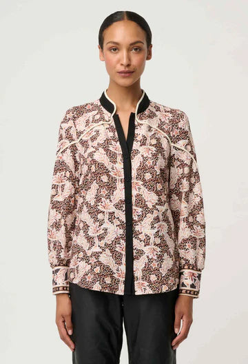 Once Was I Harley Linen Rope Trim Detail Shirt I Russet Palm