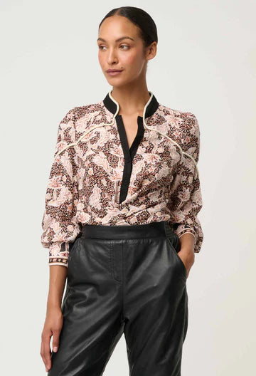 Once Was I Harley Linen Rope Trim Detail Shirt I Russet Palm