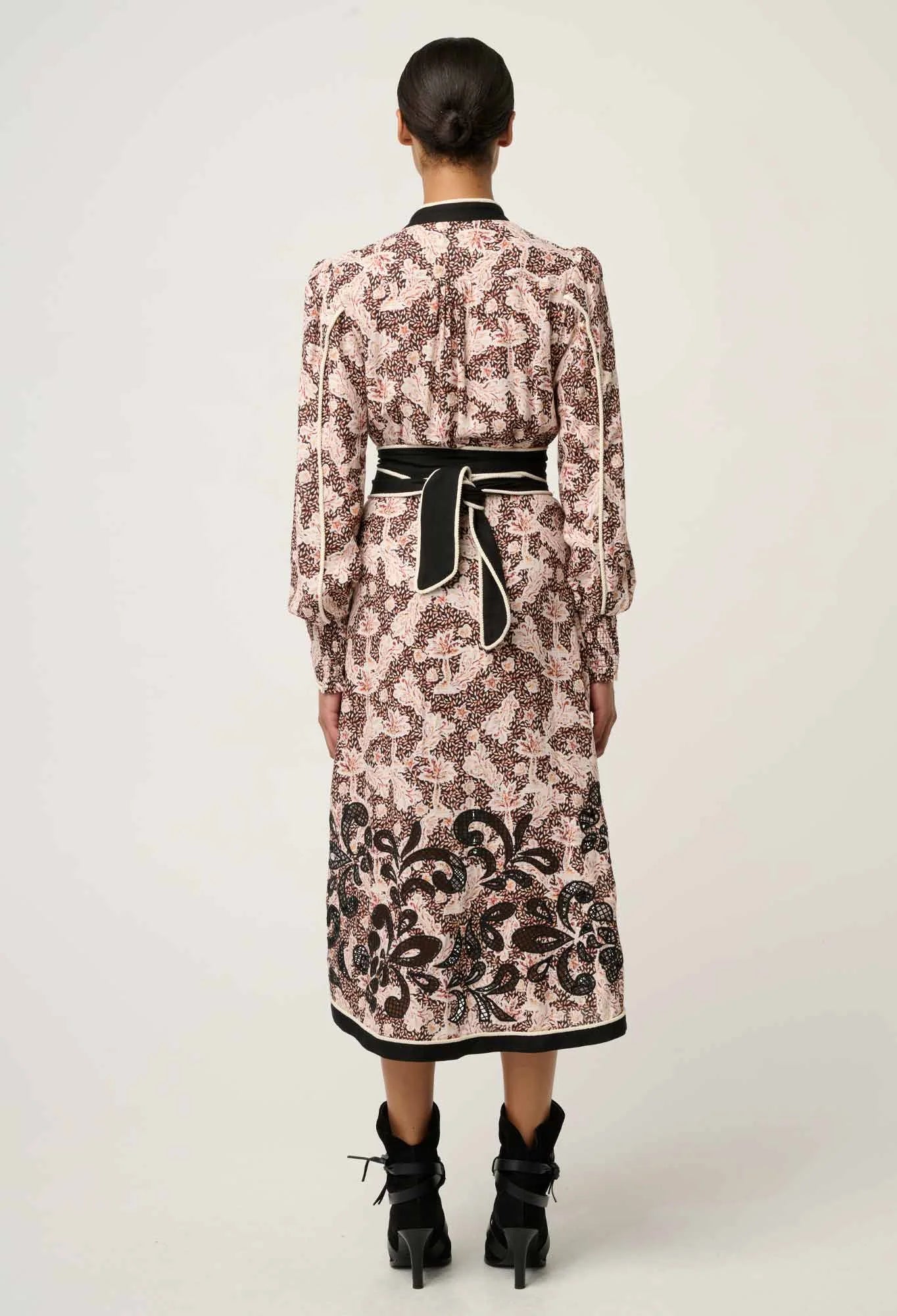 Once Was | Camille Curved Hem Placement Dress | Russet Palm