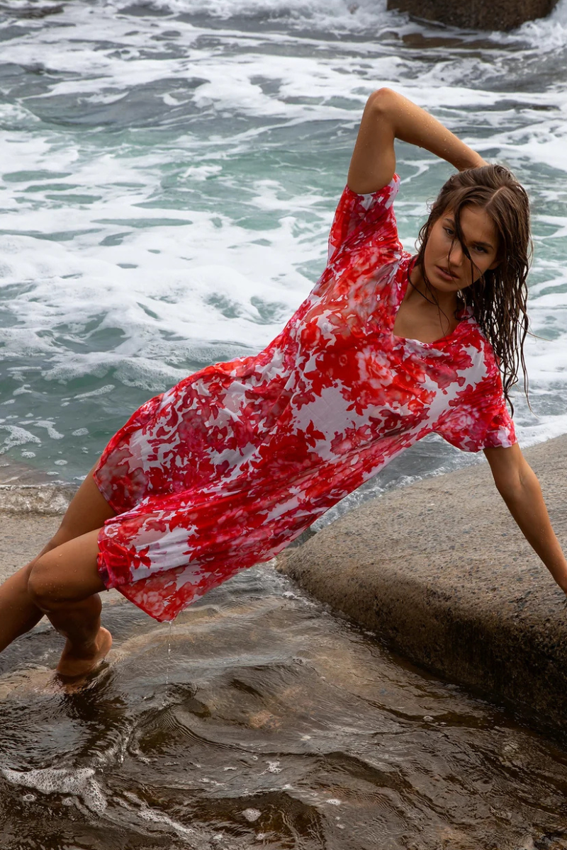 One Season | Middy Grace Cotton Dress | Rose Blanc/White