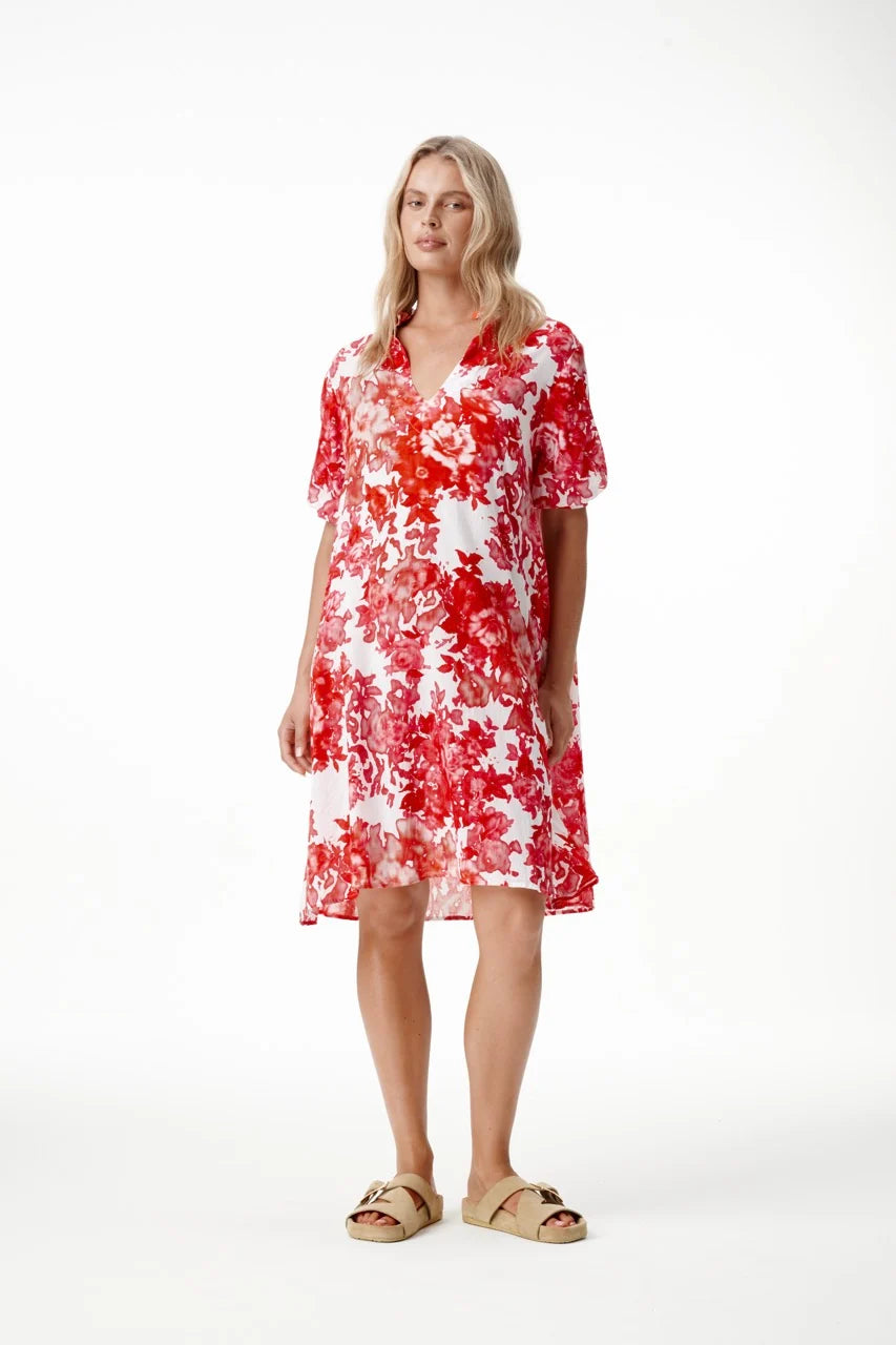 One Season | Middy Grace Cotton Dress | Rose Blanc/White