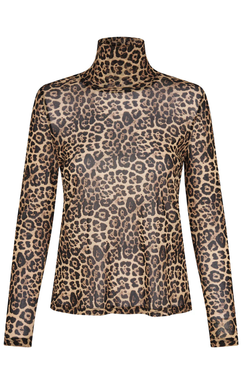 Lolly's Laundry | Orie High Neck Long Sleeve Under Top | Leopard Print