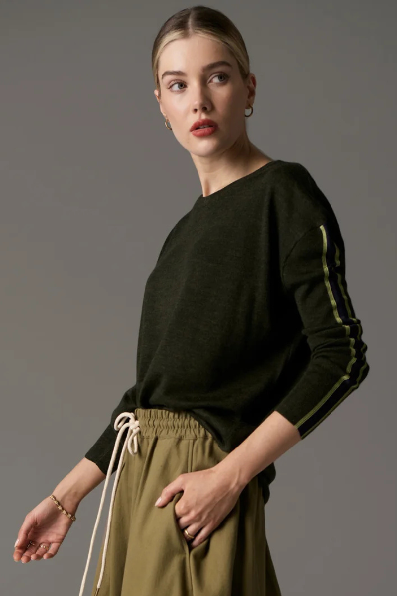 POL | Bennet Drape Back Knit | Khaki/Ink/Green
