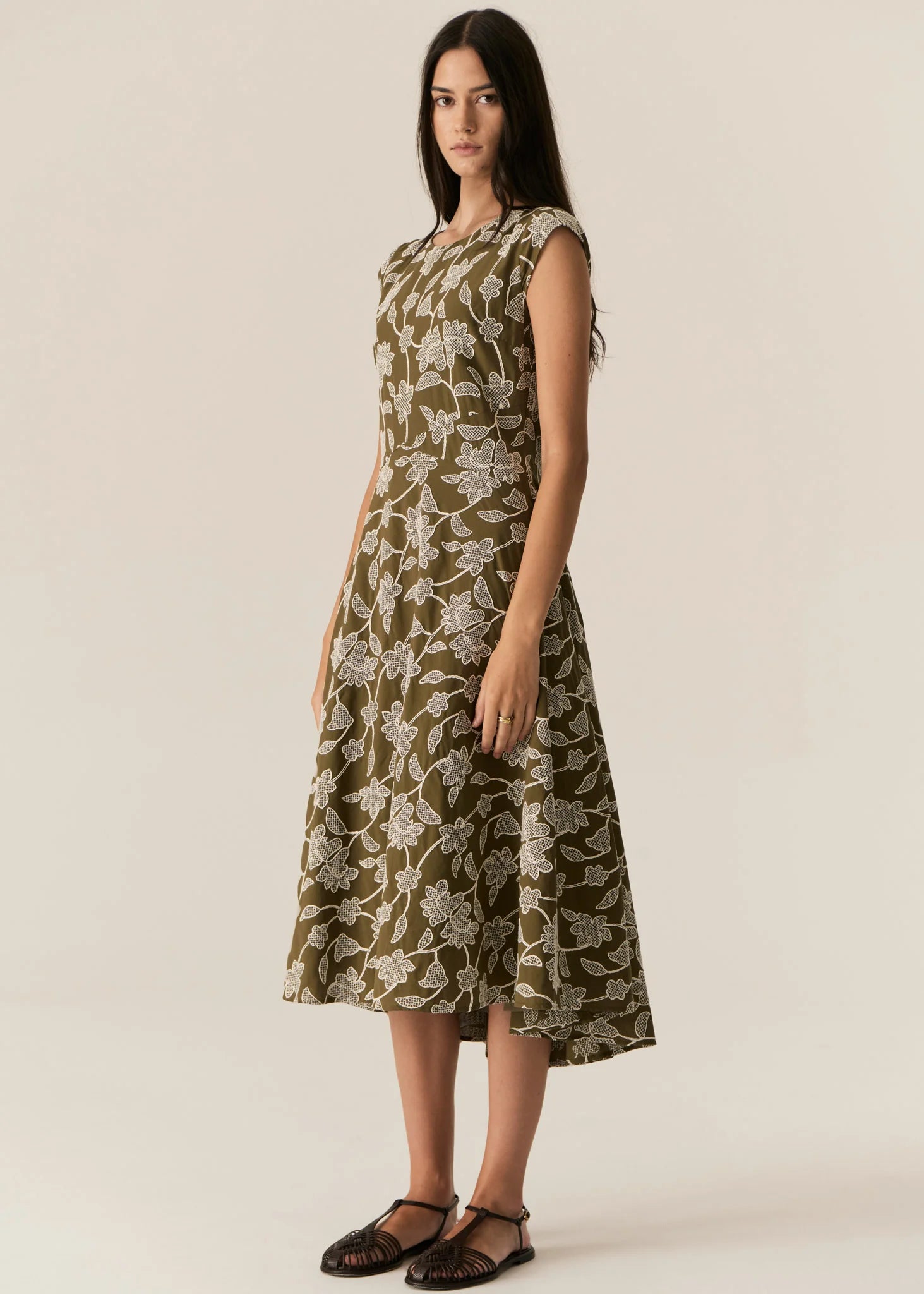 POL | Hugo Dress | Khaki Embroidery