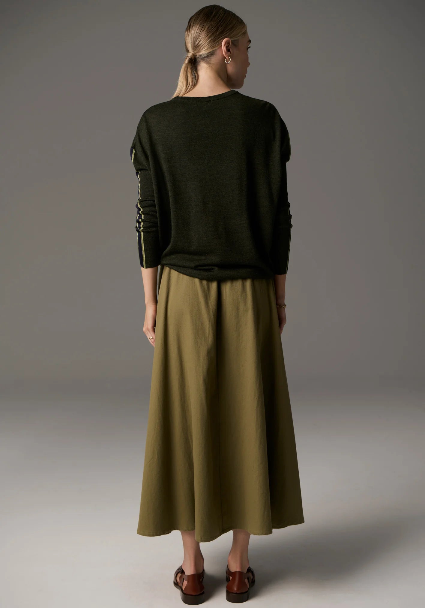 POL | Bennet Drape Back Knit | Khaki/Ink/Green