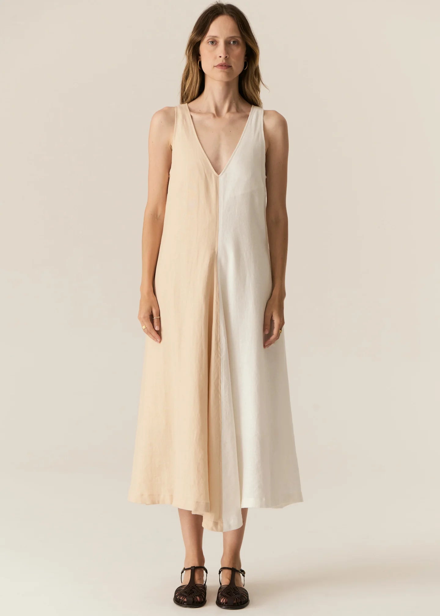 POL | Saga Two Tone Dress | Ivory/Butter
