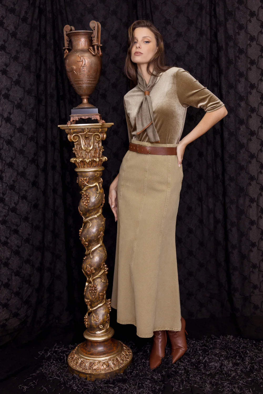 M A Dainty | Patti Velvet Top | Gold Dust