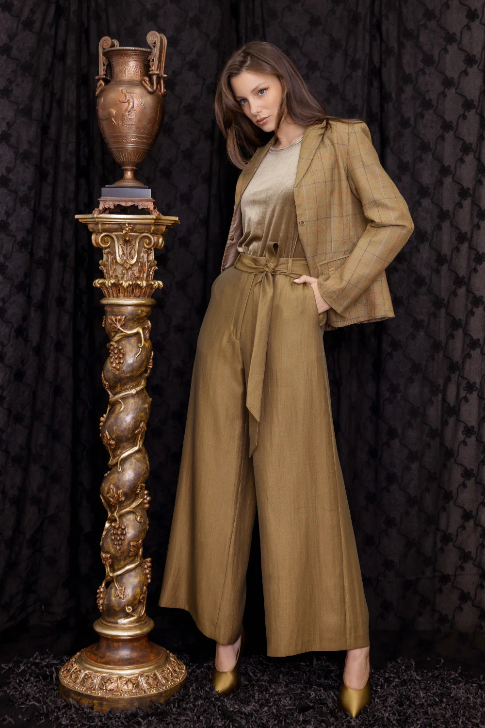 M A Dainty | Patti Velvet Top | Gold Dust