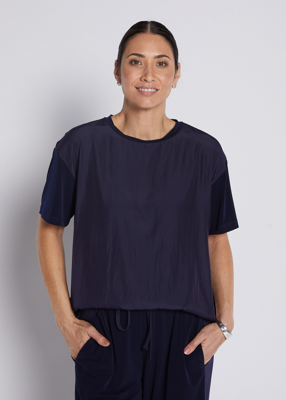 Philosophy | Cordelia Jersey and Silky Spliced Relaxed Pant | Ink