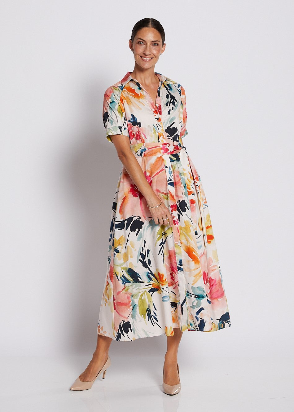 Philosophy | Jannie Short Sleeve Midi Shirt Dress | Love Story