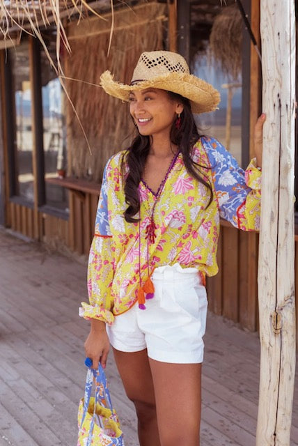 Place du Soleil | Lila Print Top | Yellow/Multi