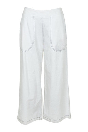 Ruby Yaya | Pula Pant with Navy Stitching | White