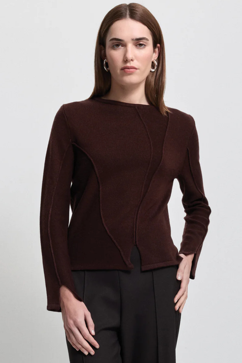Raw by Raw | Maya Boat Neck Textured Knit | Espresso