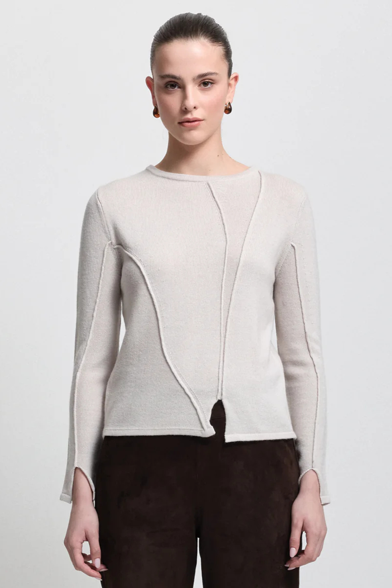 Raw by Raw | Maya Boat Neck Textured Knit | Oyster