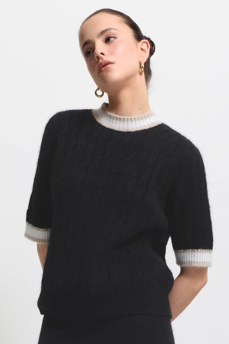 Raw by Raw | Theresa Short Sleeve Knit | Jet Black
