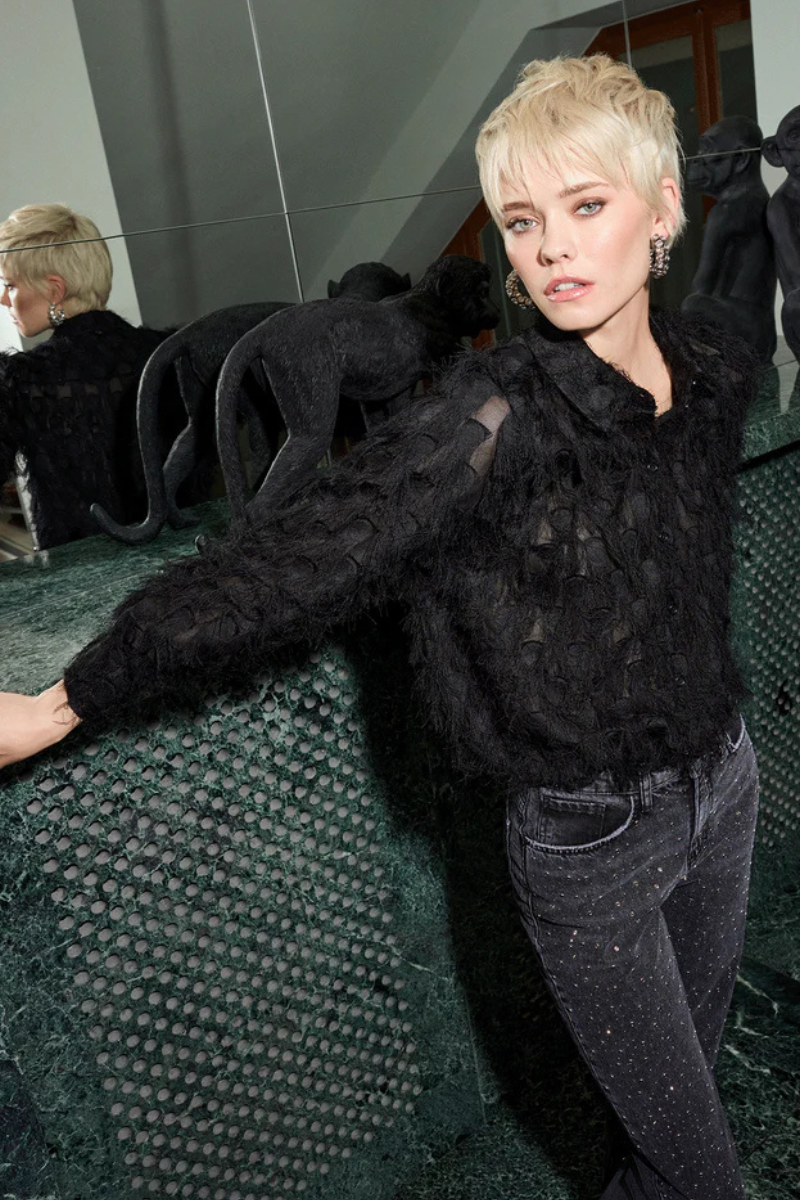 Rich & Royal | Blouse With Fringe Details | Black