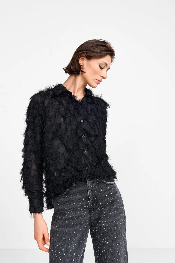 Rich & Royal | Blouse With Fringe Details | Black