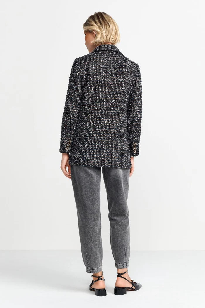 Rich & Royal | Sequin Tweed Blazer | Midnight Blue