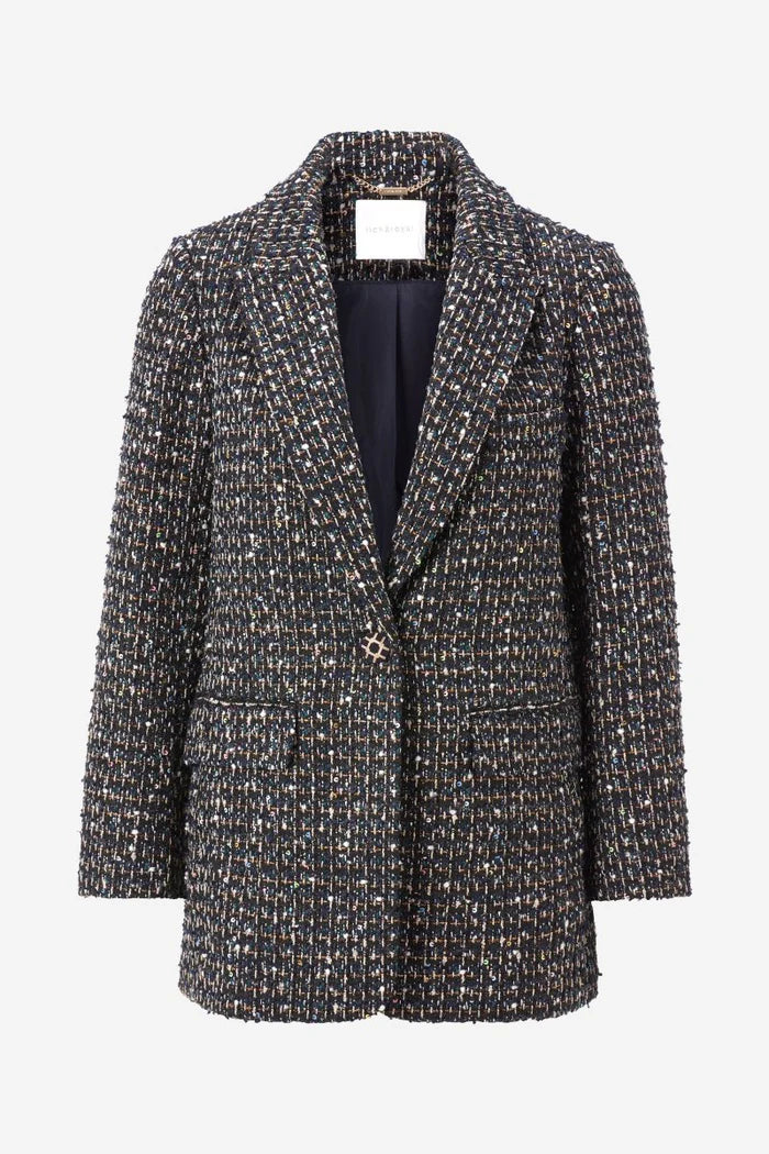 Rich & Royal | Sequin Tweed Blazer | Midnight Blue