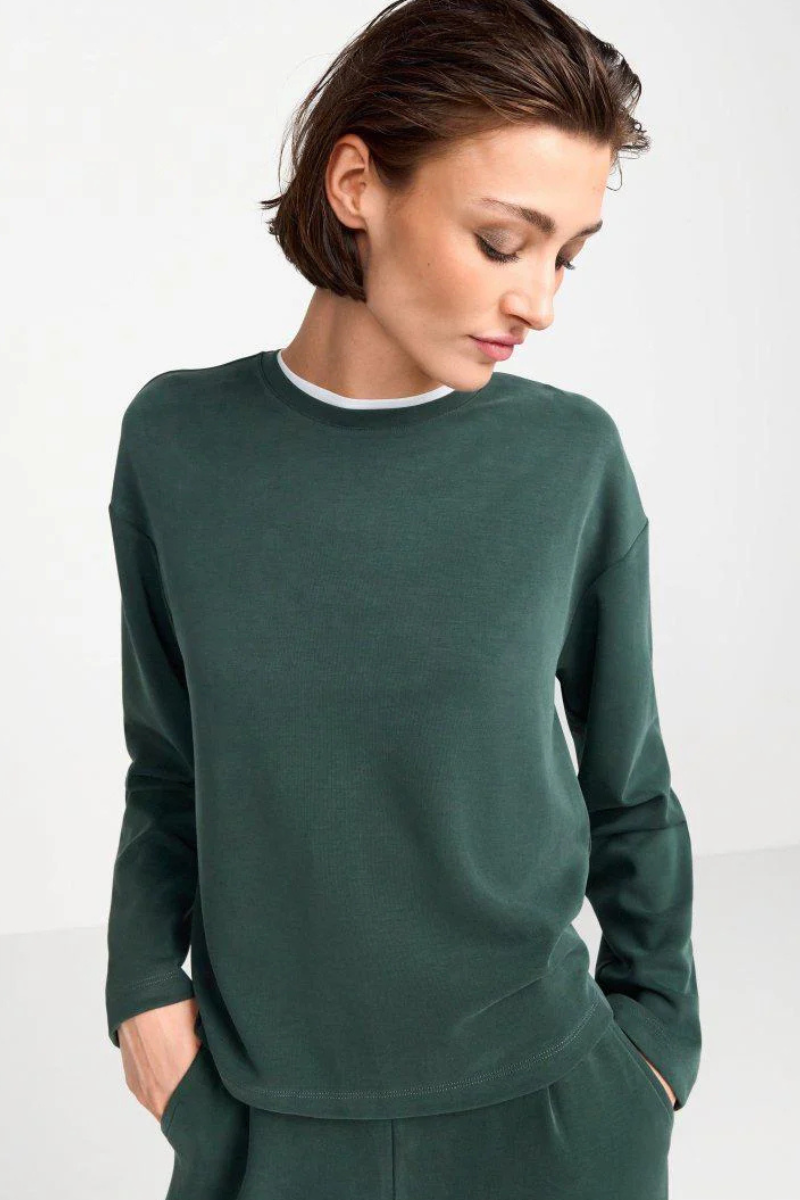 Rich & Royal | Tencel Peached Neck Sweater | Midnight Jade