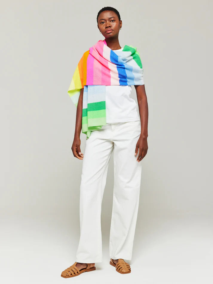 Brodie Knitwear | Stripe Up Travel Wrap Scarf | Spring Green