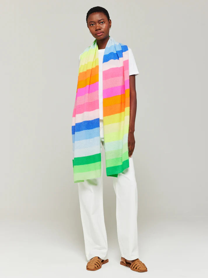 Brodie Knitwear | Stripe Up Travel Wrap Scarf | Spring Green