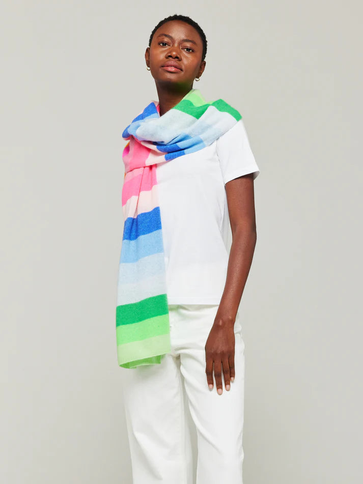 Brodie Knitwear | Stripe Up Travel Wrap Scarf | Spring Green