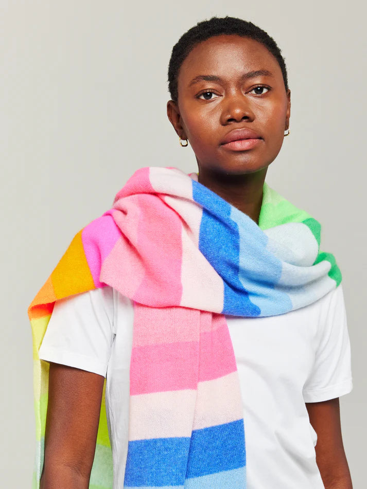 Brodie Knitwear | Stripe Up Travel Wrap Scarf | Spring Green