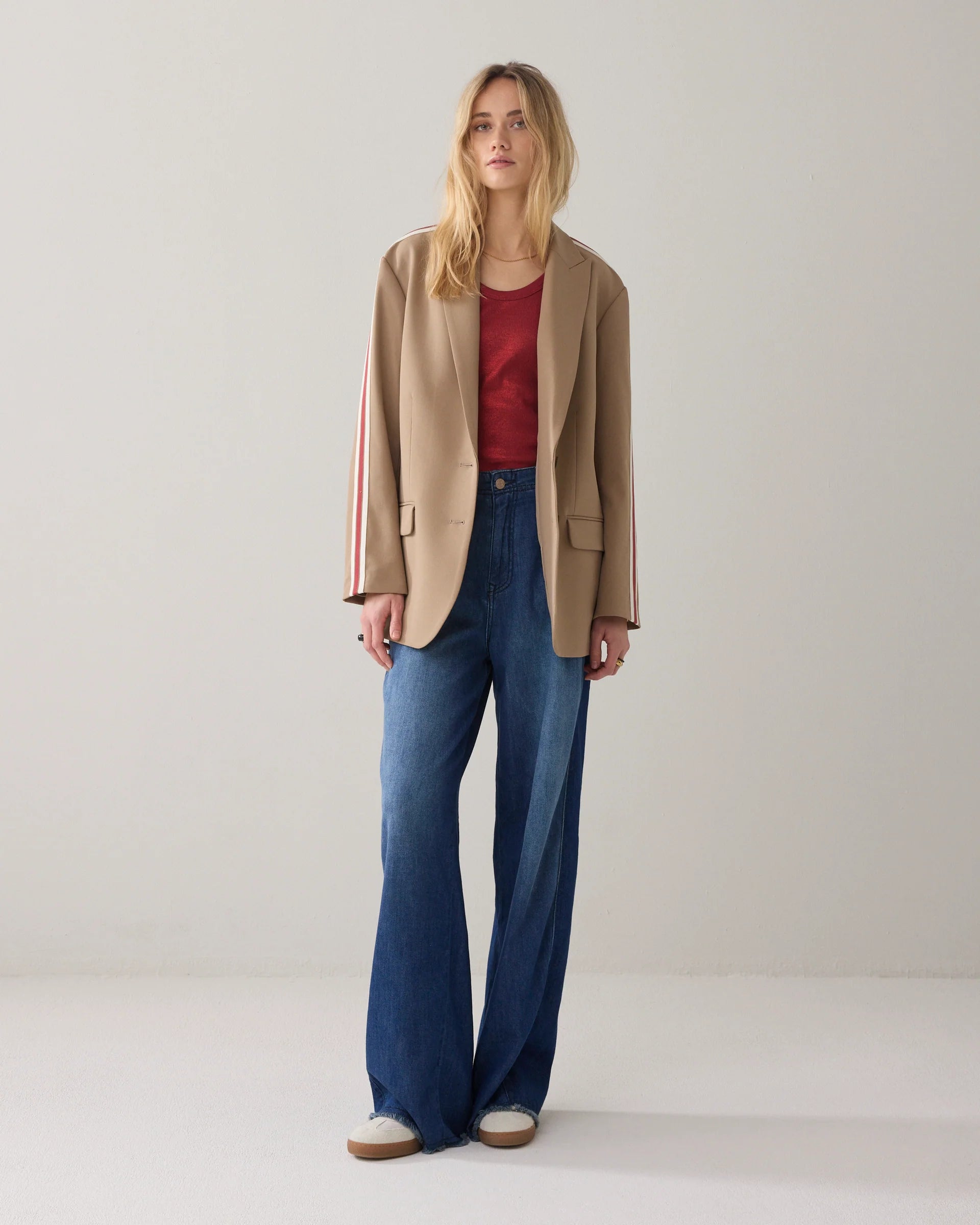 Summum | Blazer With Tape Viscose Blend | Khaki