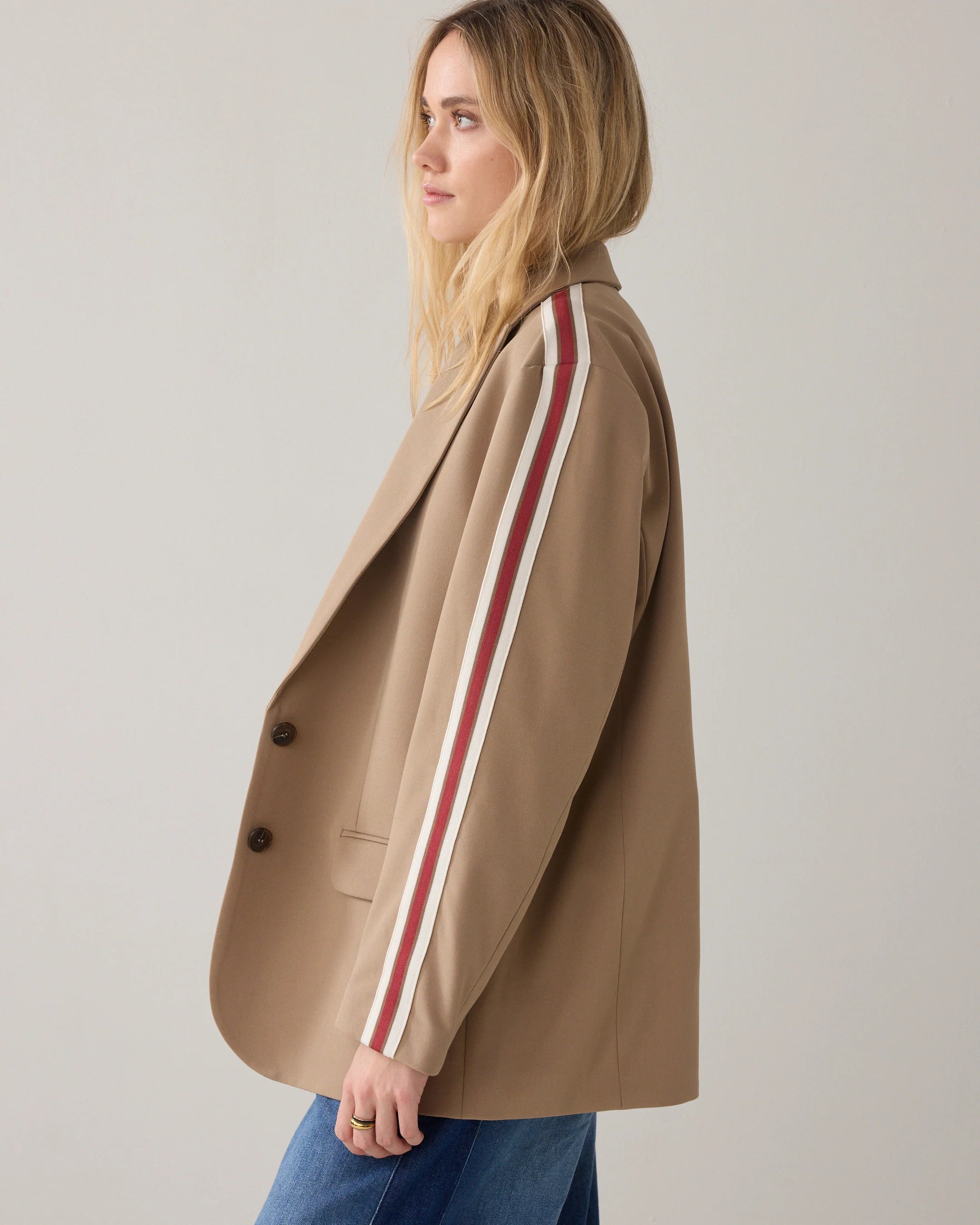 Summum | Blazer With Tape Viscose Blend | Khaki