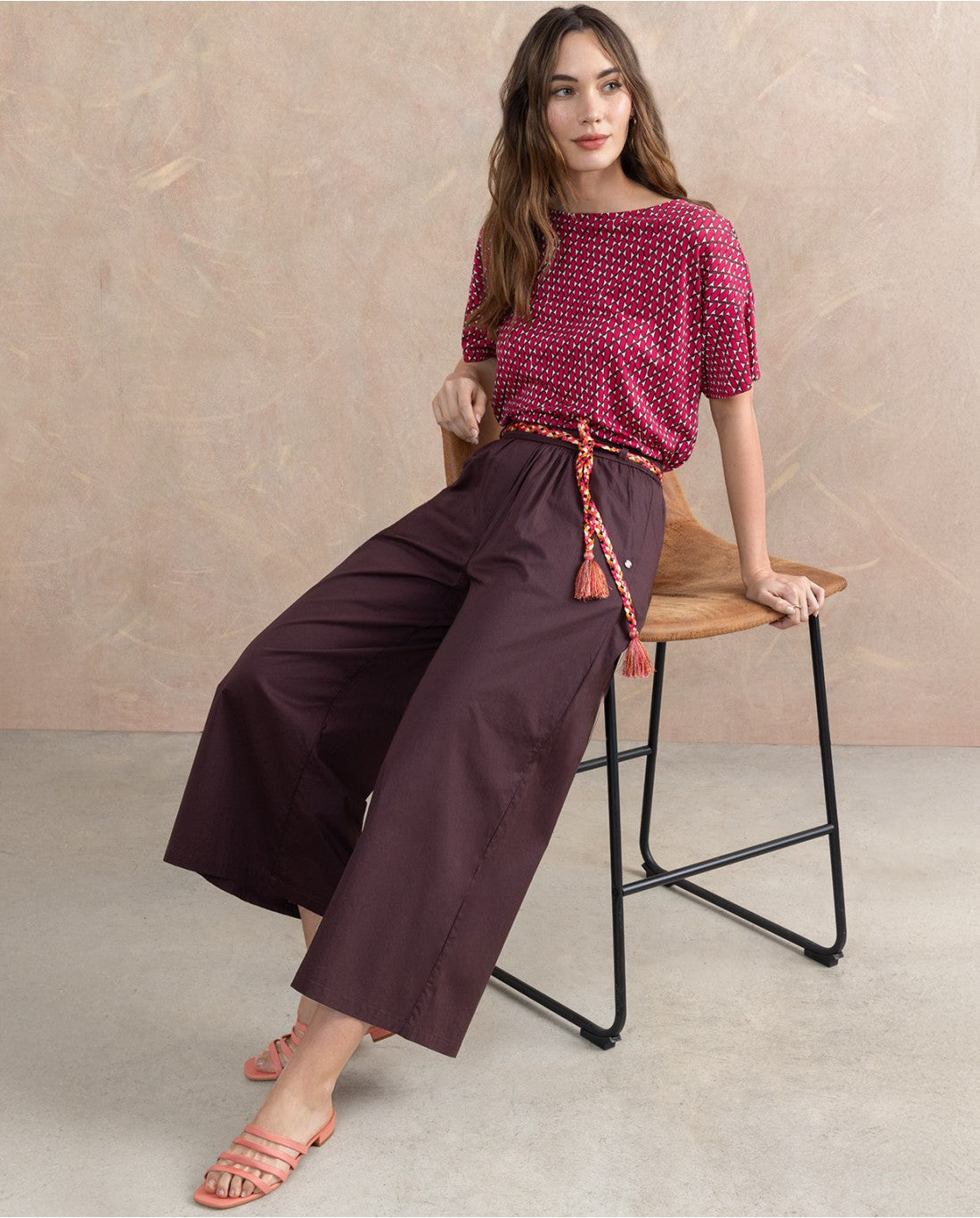 Surkana | Pants with Braided Belt | Brown