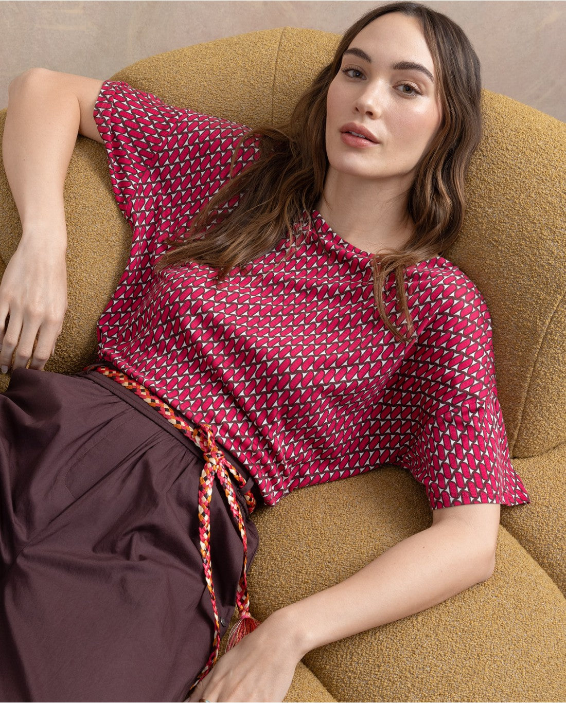 Surkana | Pants with Braided Belt | Brown
