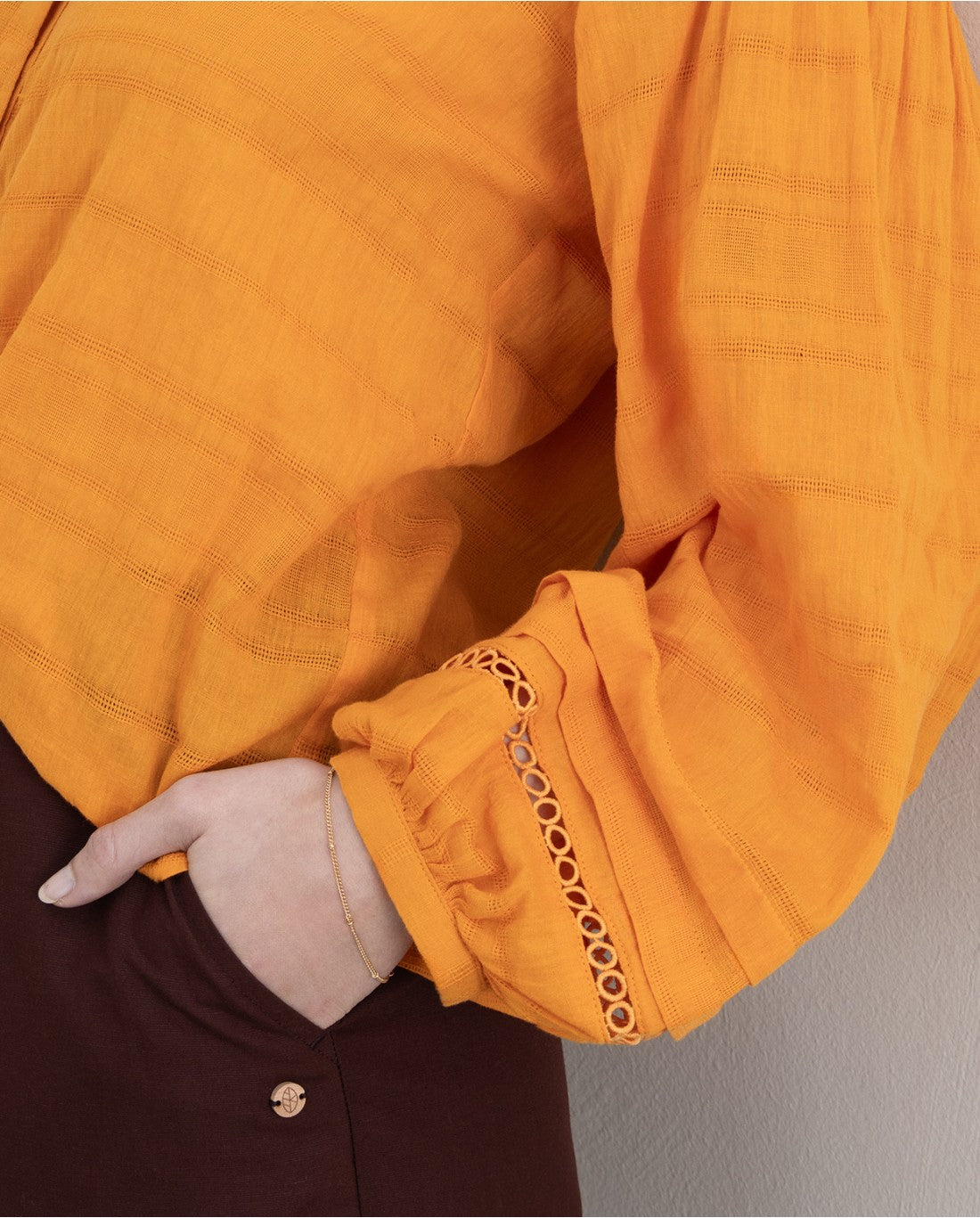 Surkana | Libu Button Through Blouse | Orange