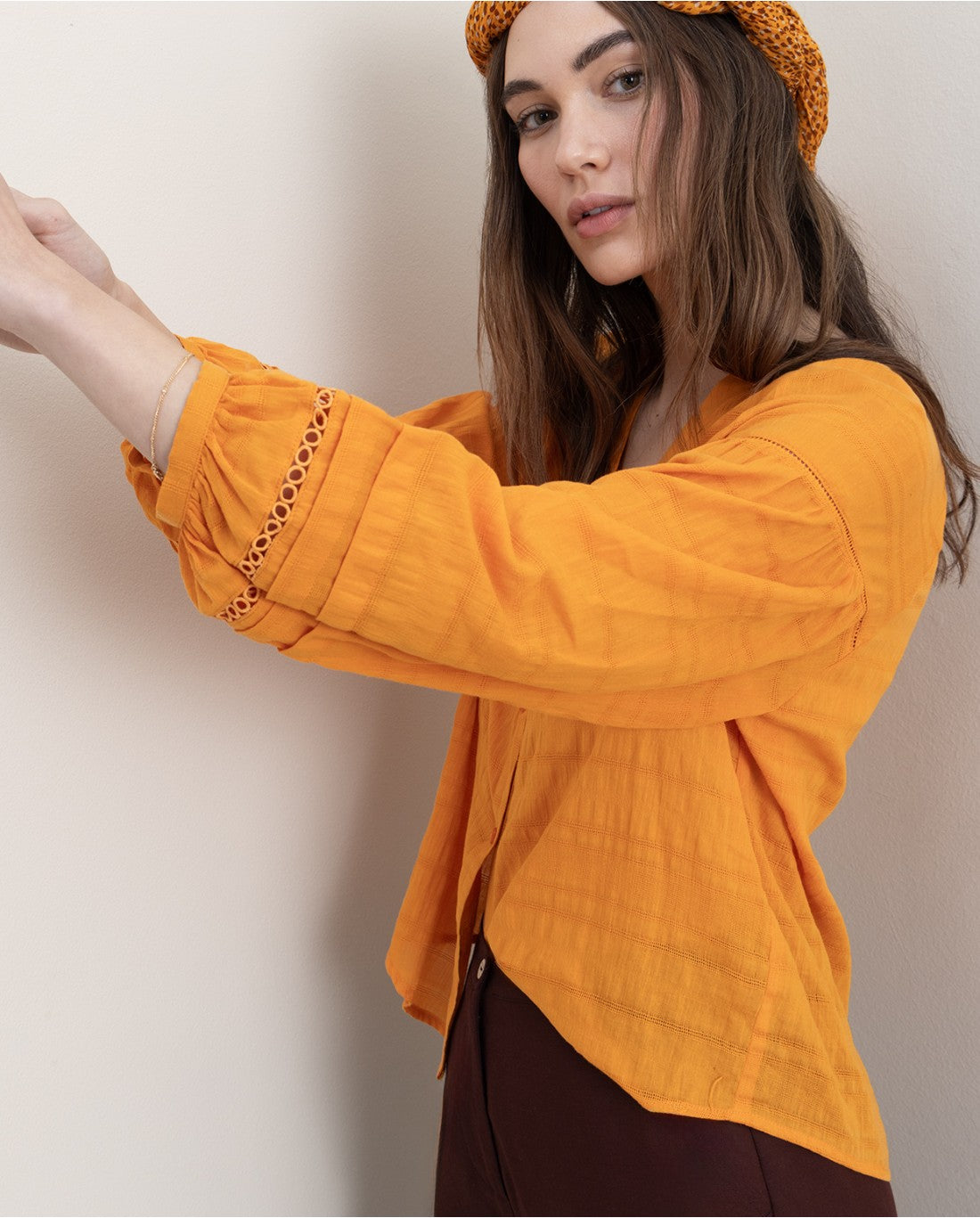 Surkana | Libu Button Through Blouse | Orange