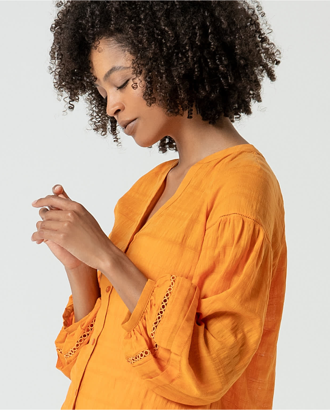 Surkana | Libu Button Through Blouse | Orange