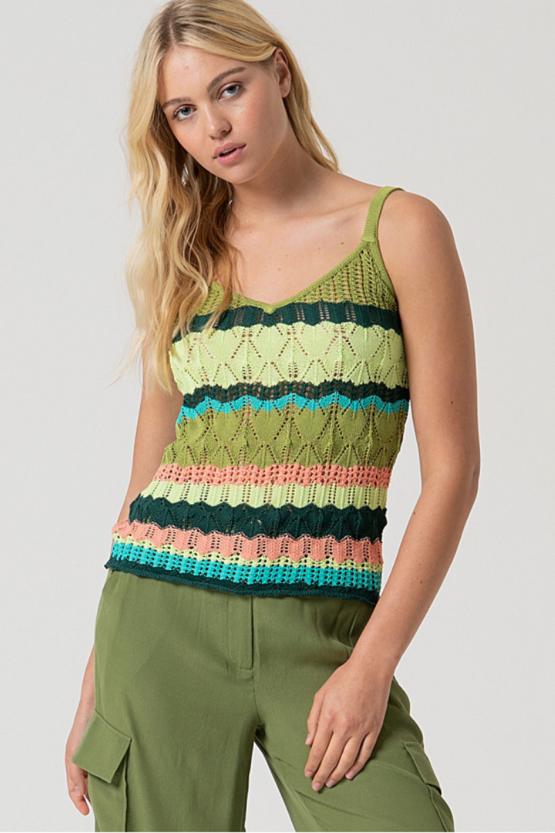 Surkana | Striped Singlet Top | Green
