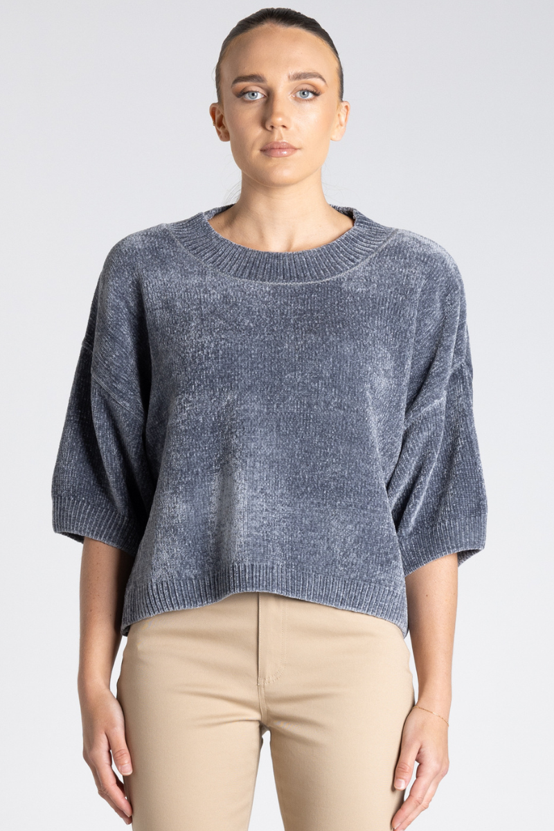Two T's | Chenille Knit Top | Steel
