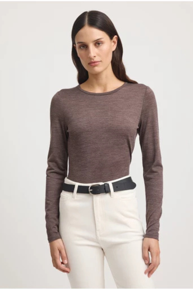 Toorallie | Crew Merino Tee | Mocha