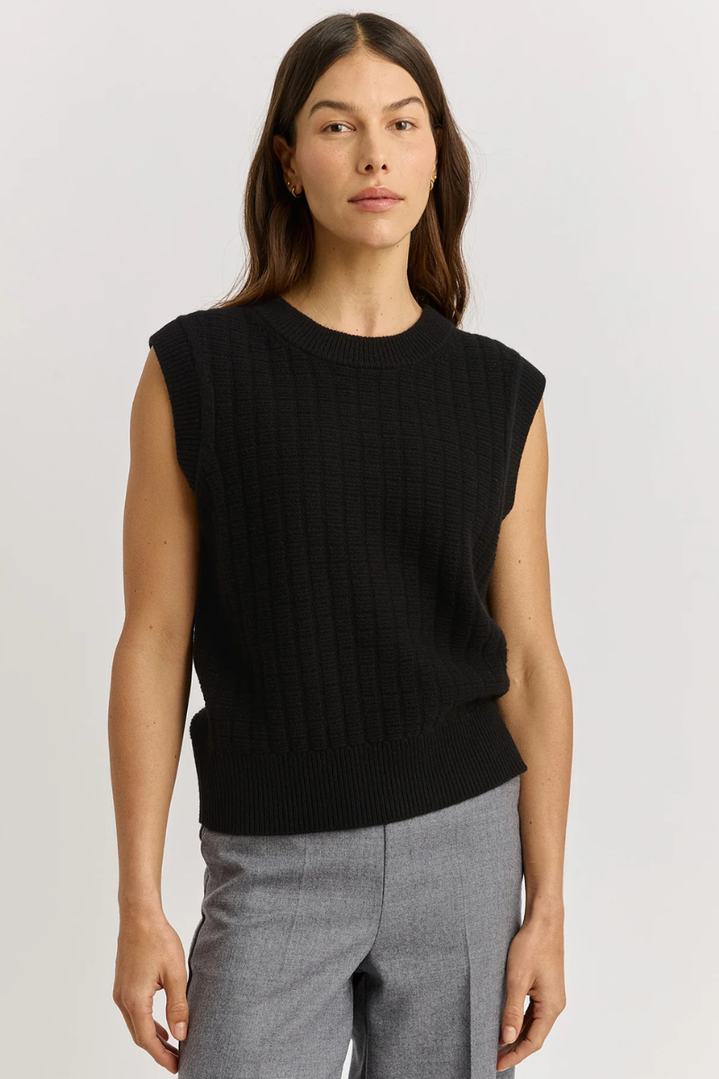 Toorallie | Grid Knit Vest | Black