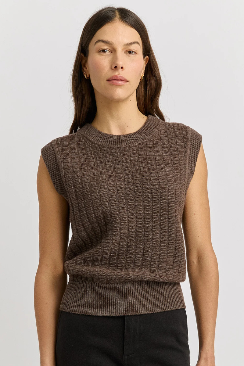 Toorallie | Grid Knit Vest | Mocha