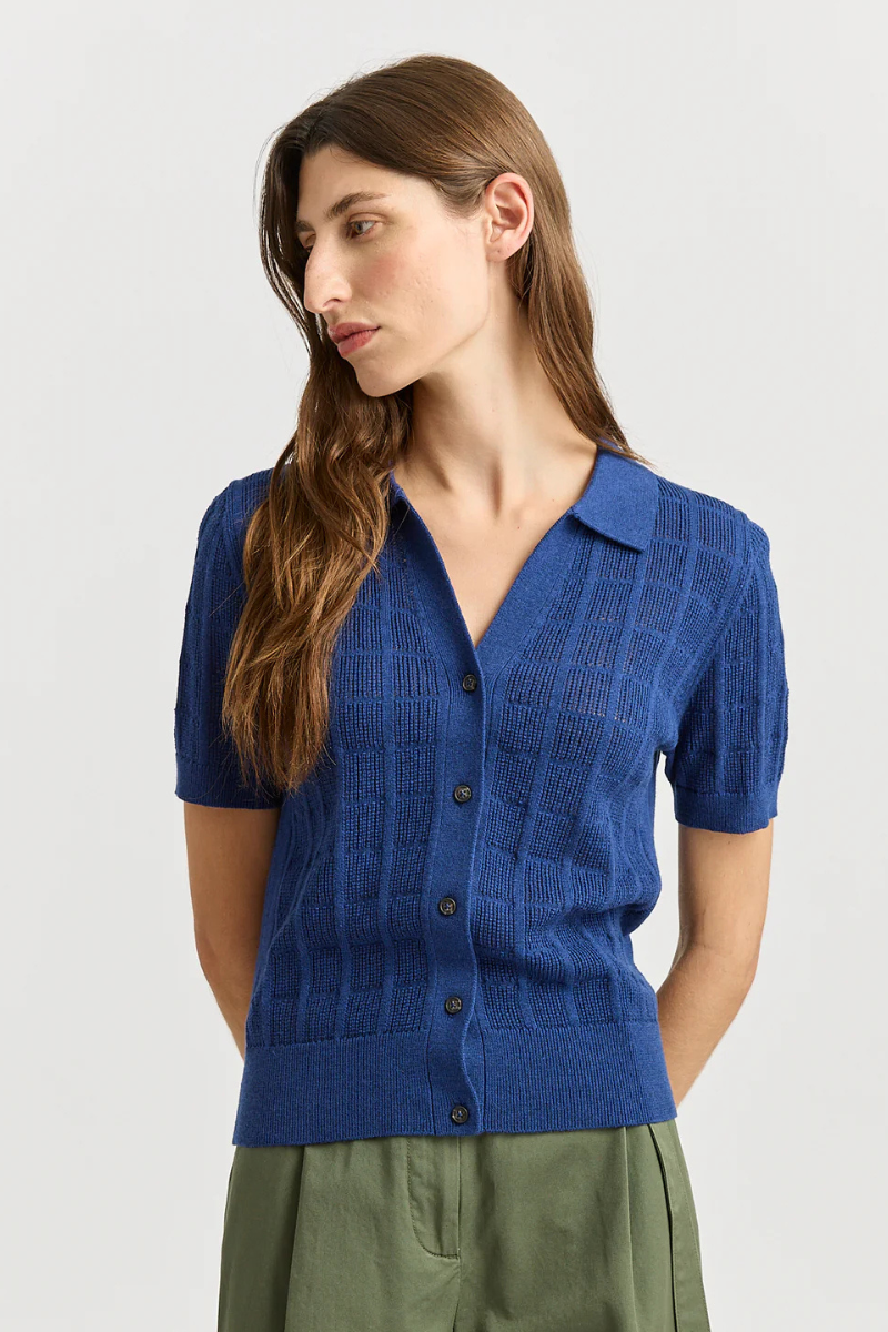 Toorallie | Open Stitch Button Polo | Marine
