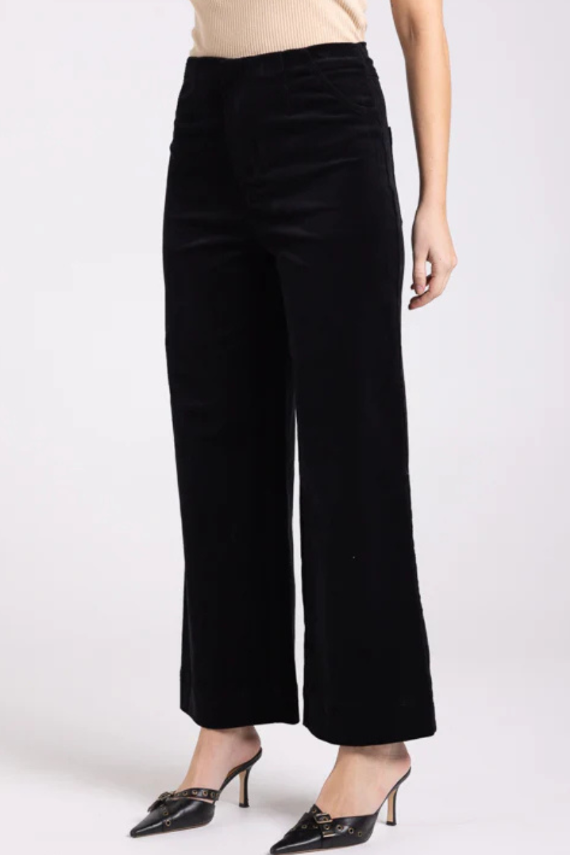 Two T's | Cord 7/8 Wide Leg Jean | Black